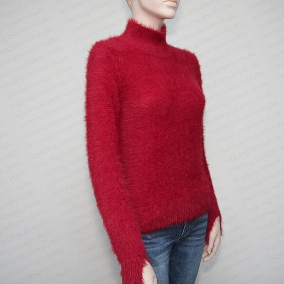 Lovers + Friends Truly Fuzzy Knit Turtle Neck Sweater Red Women Size S - Picture 2 of 11